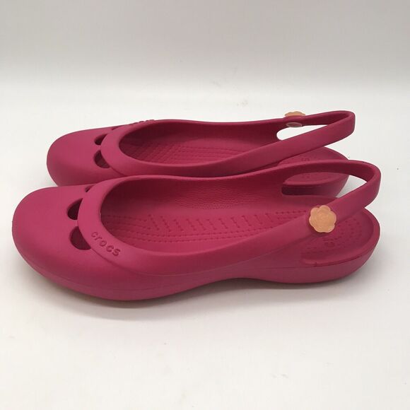 Crocs Jayna Slingback Flats Women's size 7 Fushia Pink Sandals Slip On Shoes - Picture 4 of 11